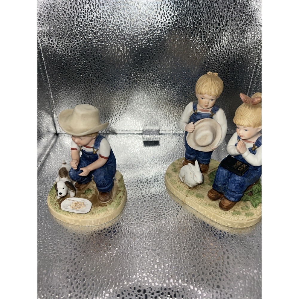 HOMCO Denim‎ Days Figurine Set #1504 And # 886New Beginnings 1985 Home Interiors